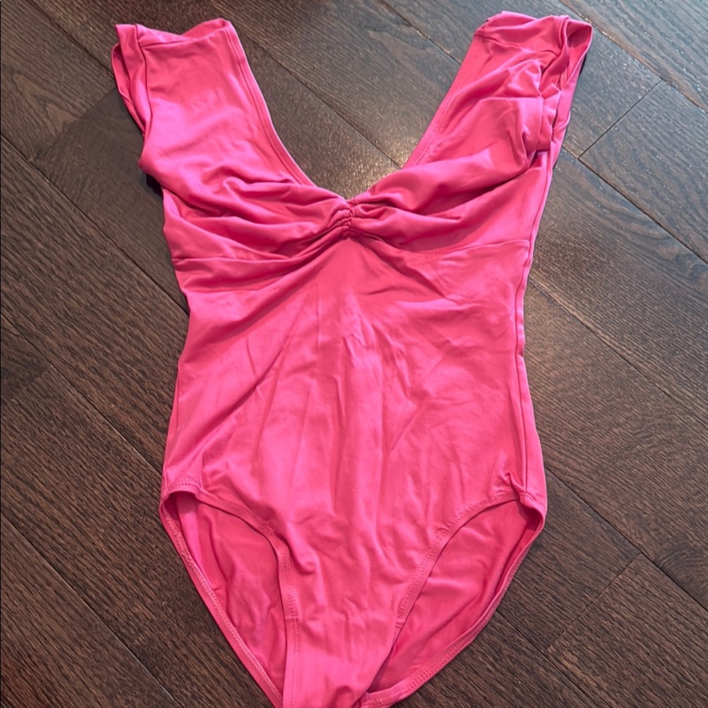 Gaynor Minden Pinch Front Cap Sleeve Leotard